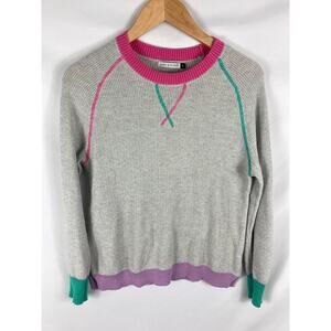 Zaket & Plover Grey Lightweight Knit Sweater w Colorful Accent Size Small